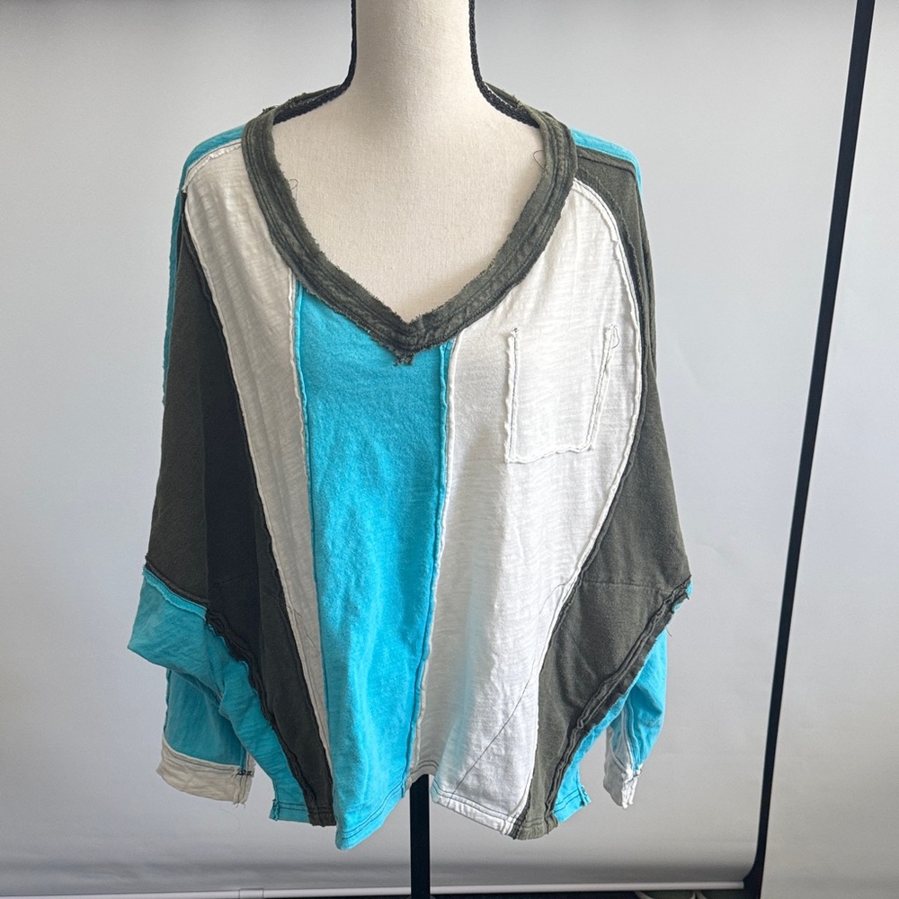 Blue Velvet color block top